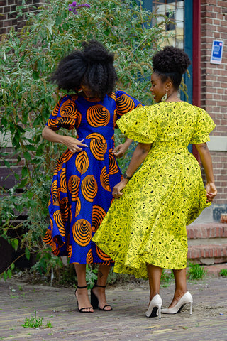 ADESUA BLUE AND ORANGE DRESS