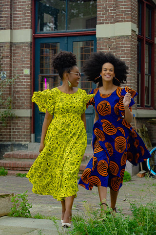 ADESUA BLUE AND ORANGE DRESS