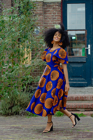 ADESUA BLUE AND ORANGE DRESS