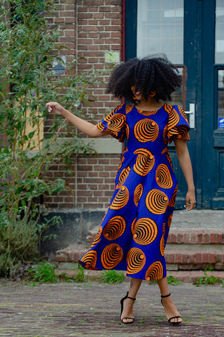 Adesua Blue And Orange Dress