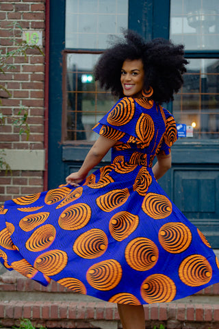 ADESUA BLUE AND ORANGE DRESS