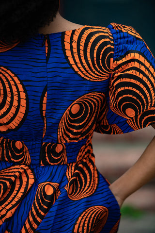 ADESUA BLUE AND ORANGE DRESS