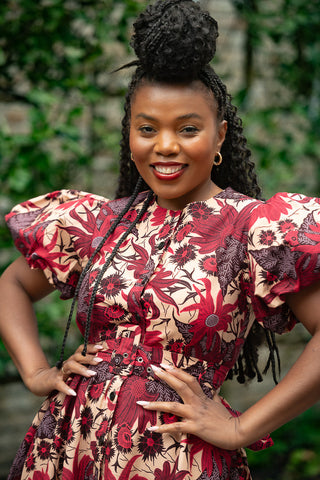 Fatima Red And Brown Dress Dresses
