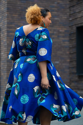 Anele Royal Blue Flared Dress Dresses