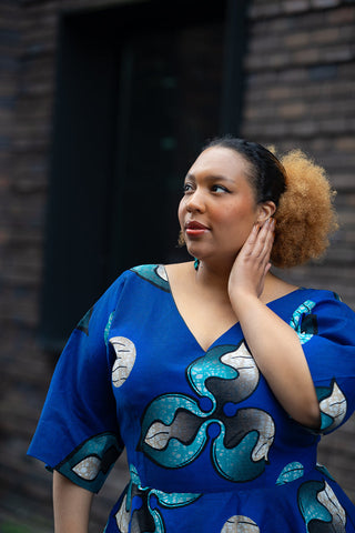 Anele Royal Blue Flared Dress Dresses