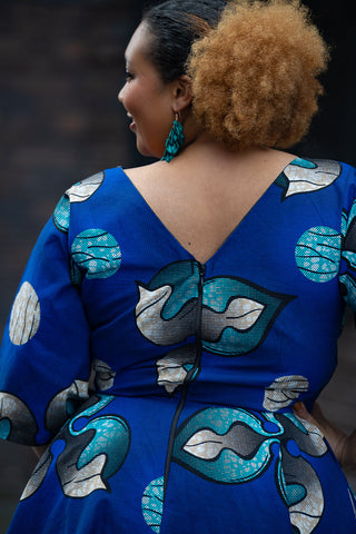 Anele Royal Blue Flared Dress Dresses