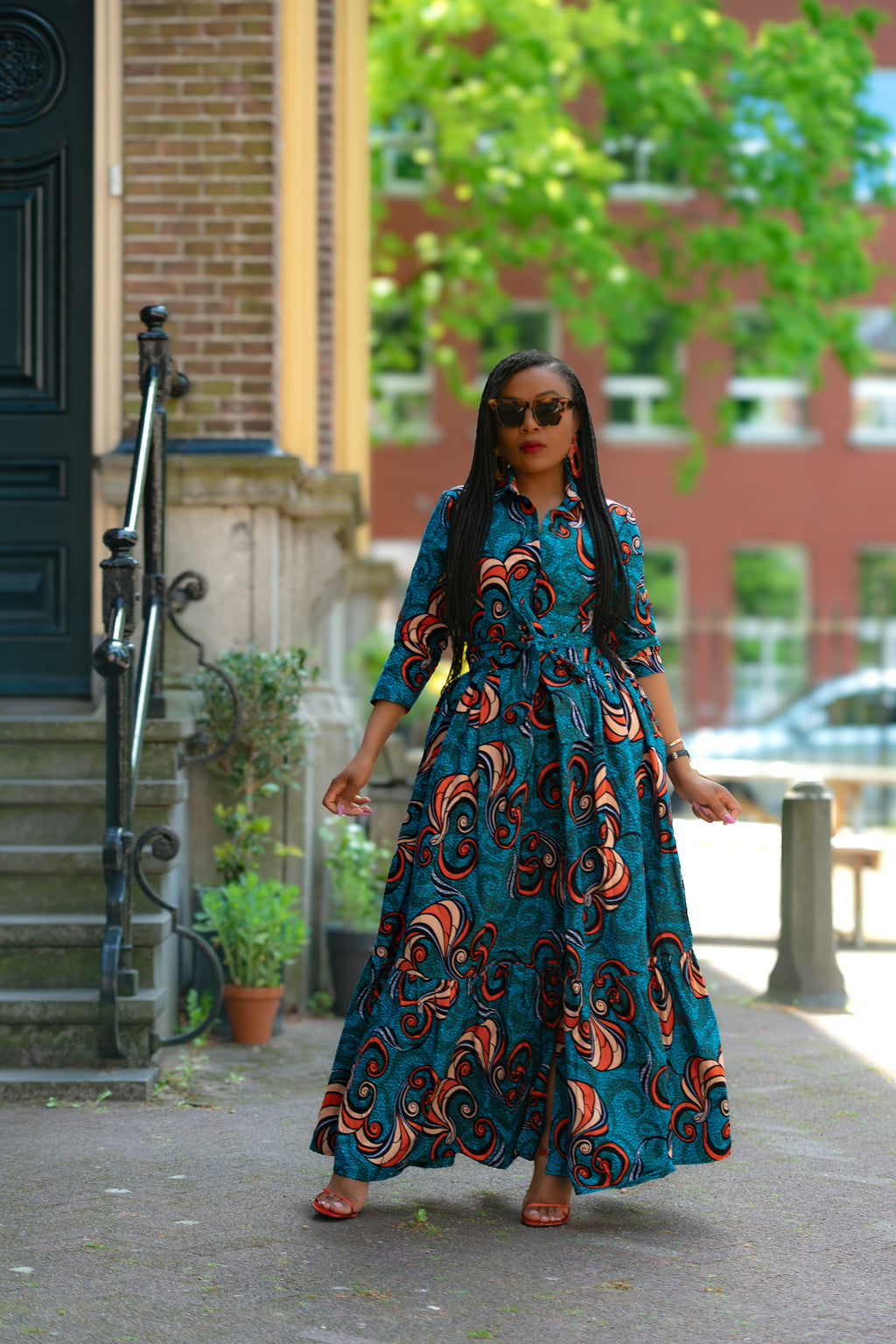 Nylah Blue and Orange Dress