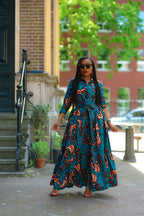 Nylah Blue and Orange Dress