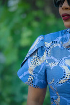 Elegant Sleeve detail on Ankara Midi women's dress