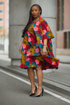 Floral African print Ankara Midi Dress Women's Clothing