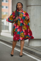Floral African print Ankara Midi Dress Women's Clothing