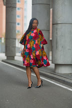 Floral African print Ankara Midi Dress Women's Clothing