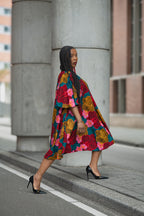 Floral African print Ankara Midi Dress Women's Clothing