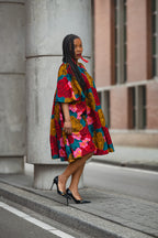 Floral African print Ankara Midi Dress Women's Clothing
