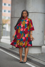 Floral African print Ankara Midi Dress Women's Clothing
