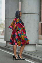 Side Detail Floral African print Ankara Midi Dress Women's Clothing