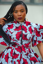 Women's Ankara Peplum Red Top by Heritage clothings