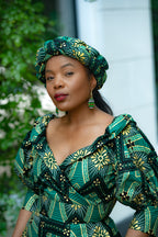 Titilayo Green and Gold Turban
