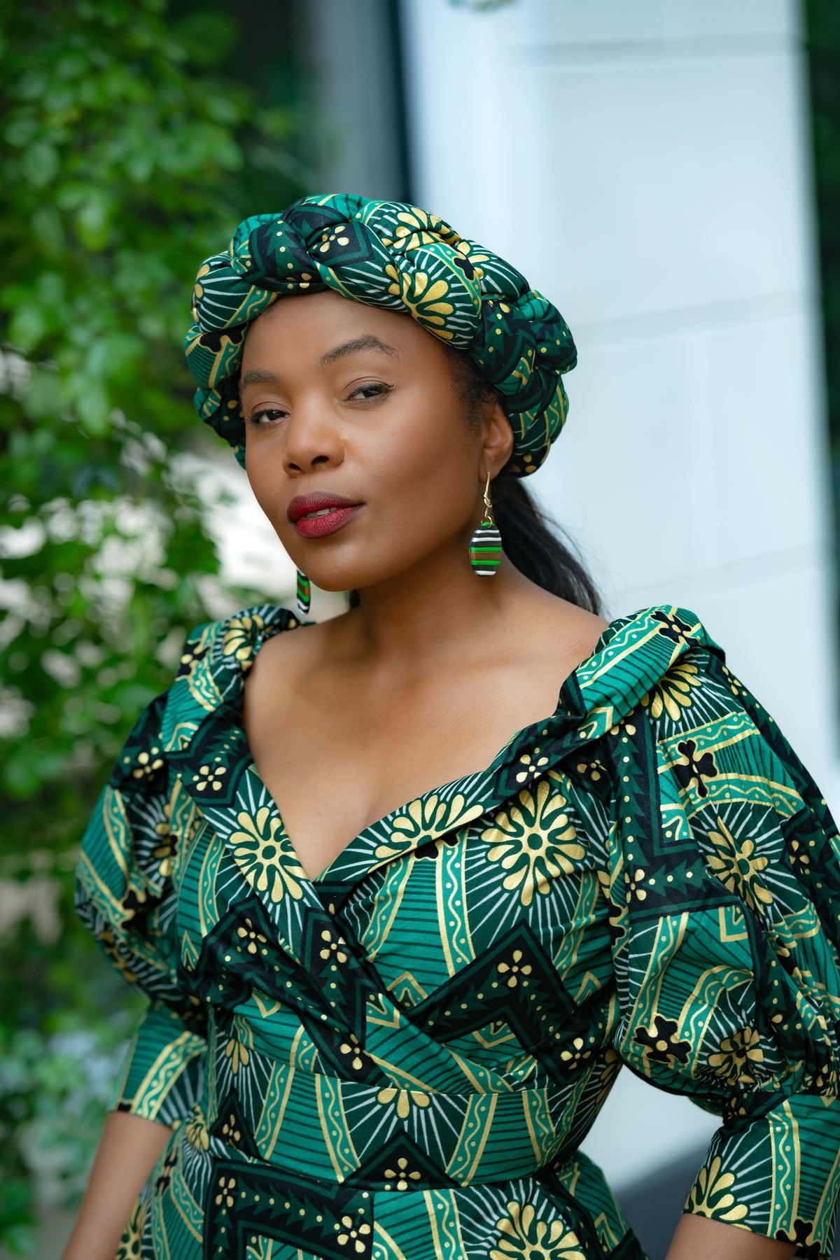 Titilayo Green and Gold Turban