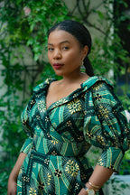 Titilayo Green and Gold Turban