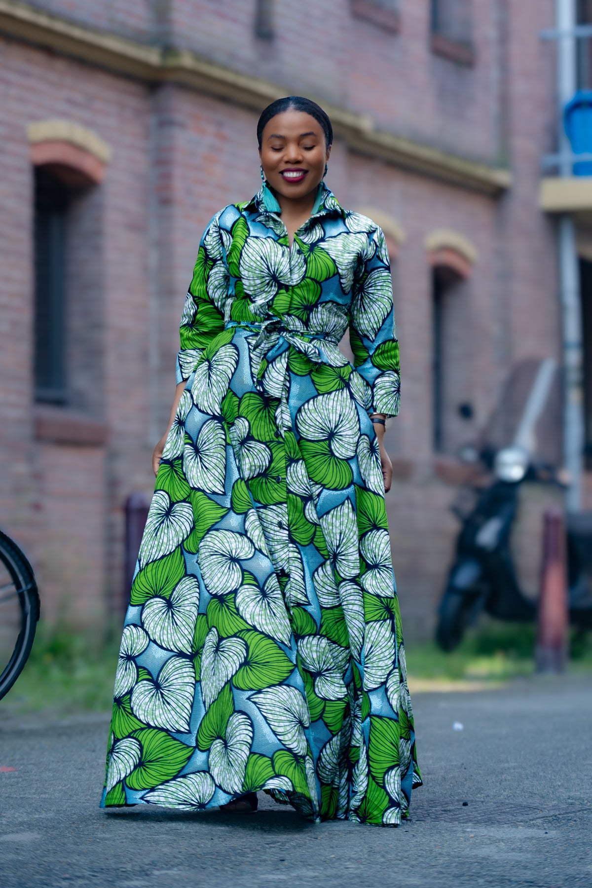 Amahle Green African Print Dress