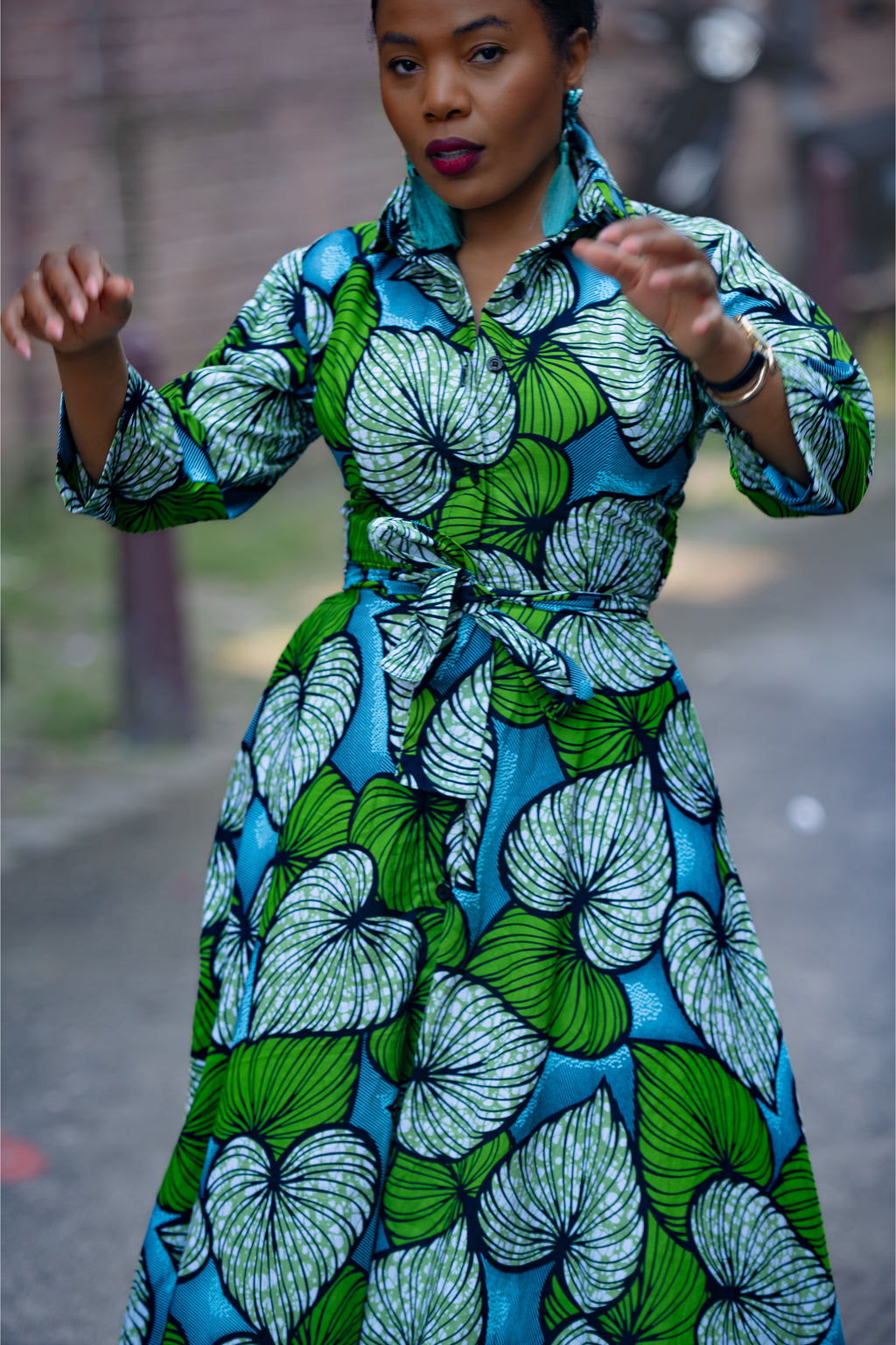 Amahle Green African Print Dress