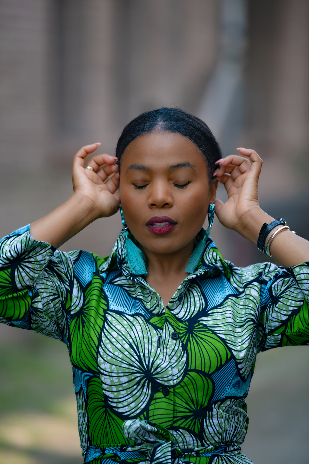 Amahle Green African Print Dress