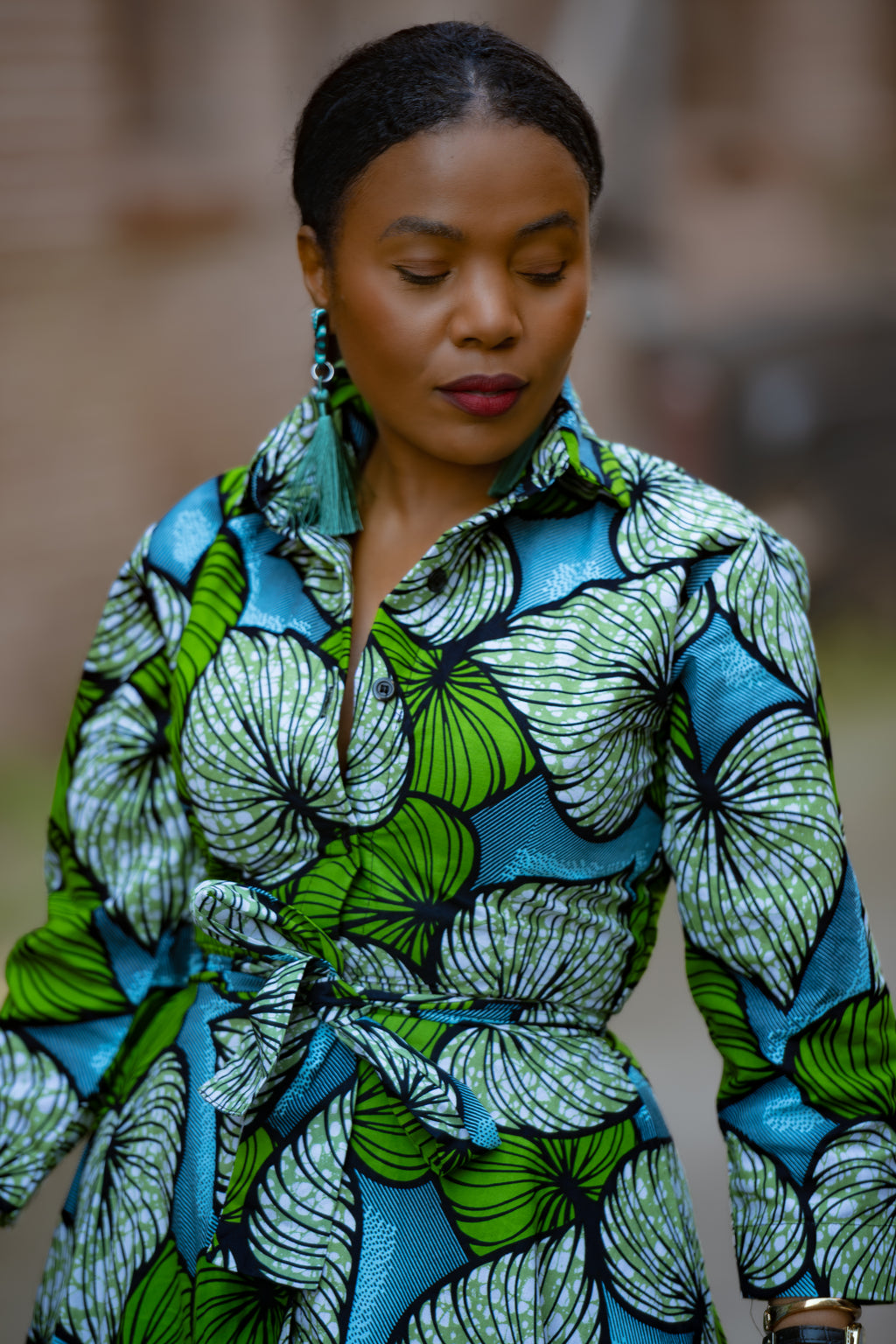 Amahle Green African Print Dress