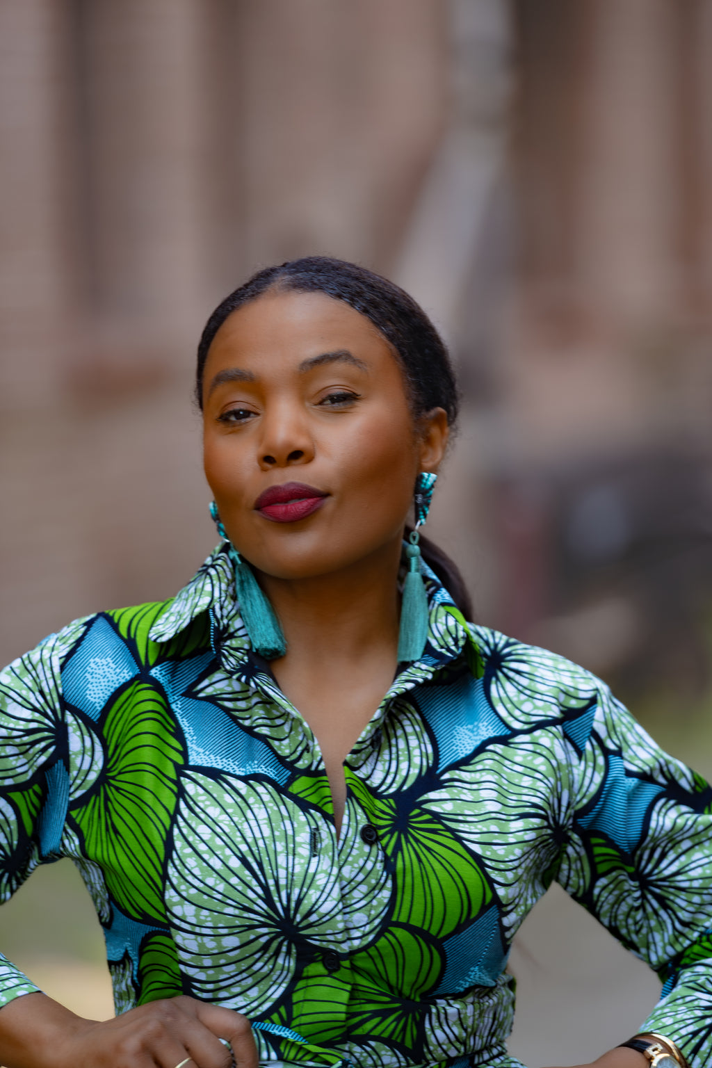 Amahle Green African Print Dress