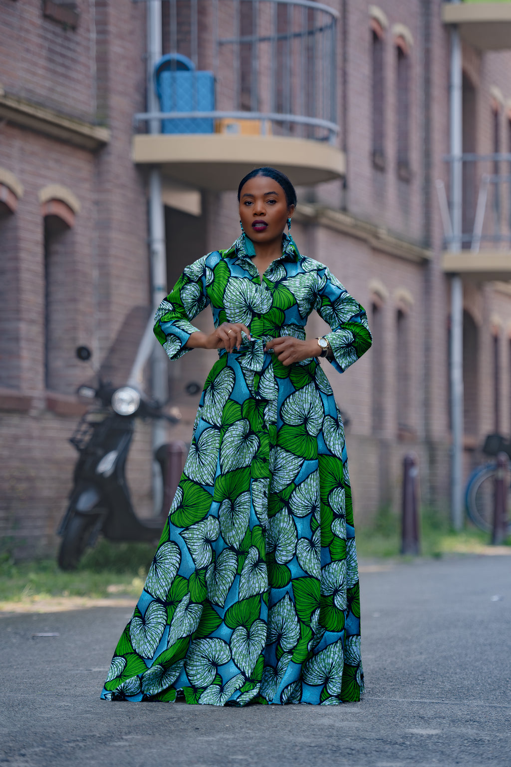 Amahle Green African Print Dress