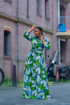 Amahle Green African Print Dress