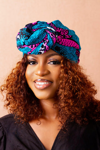 LEENA BLUE AND PINK HEADWRAP