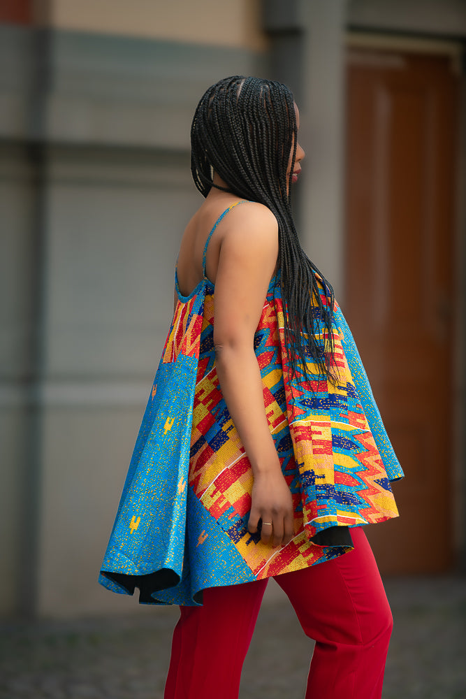 Side detail of African print multicolor Women's Top