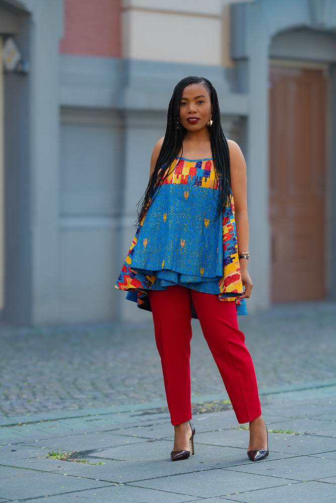African print Ankara multicolor flare Sleeveless top by Heritage clothings