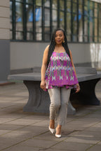 Flare sleeveless Ankara Top, Women's Clothing