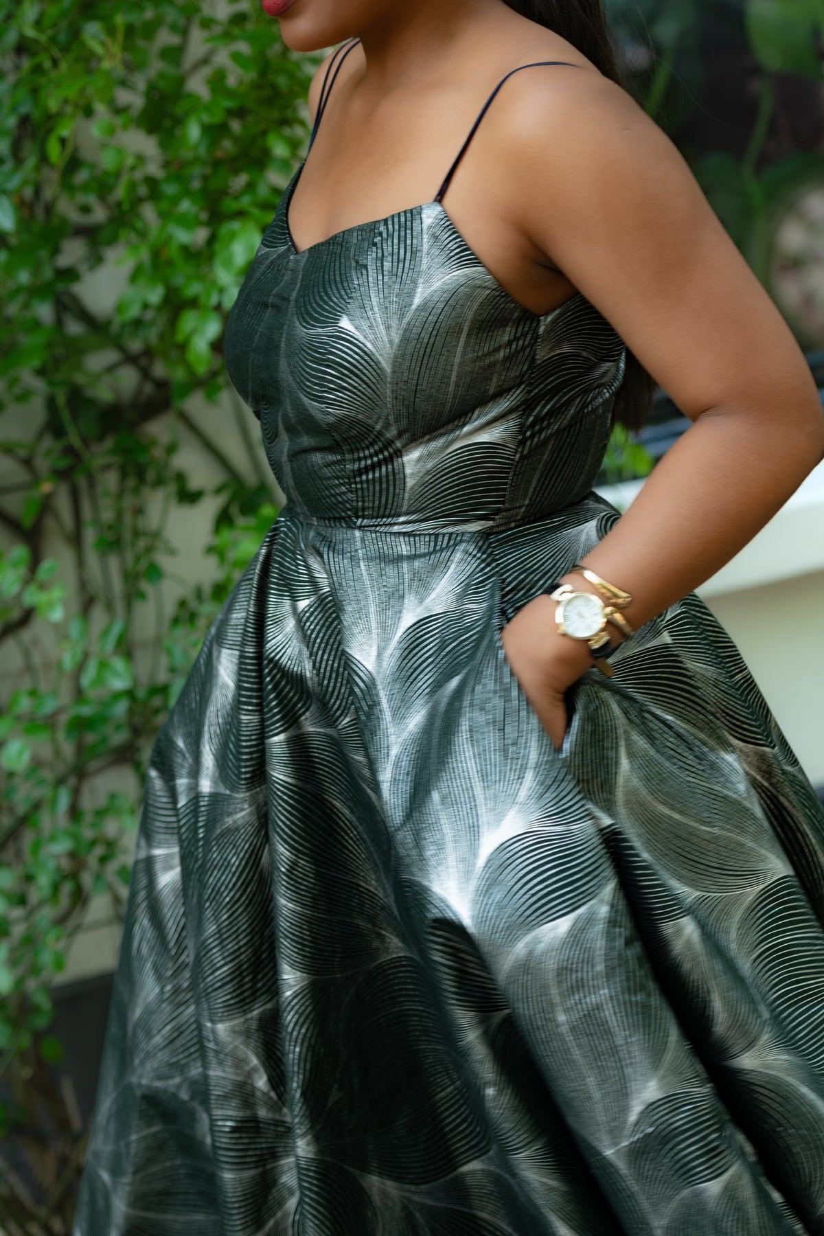Lydia Green and Silver Strap Dress