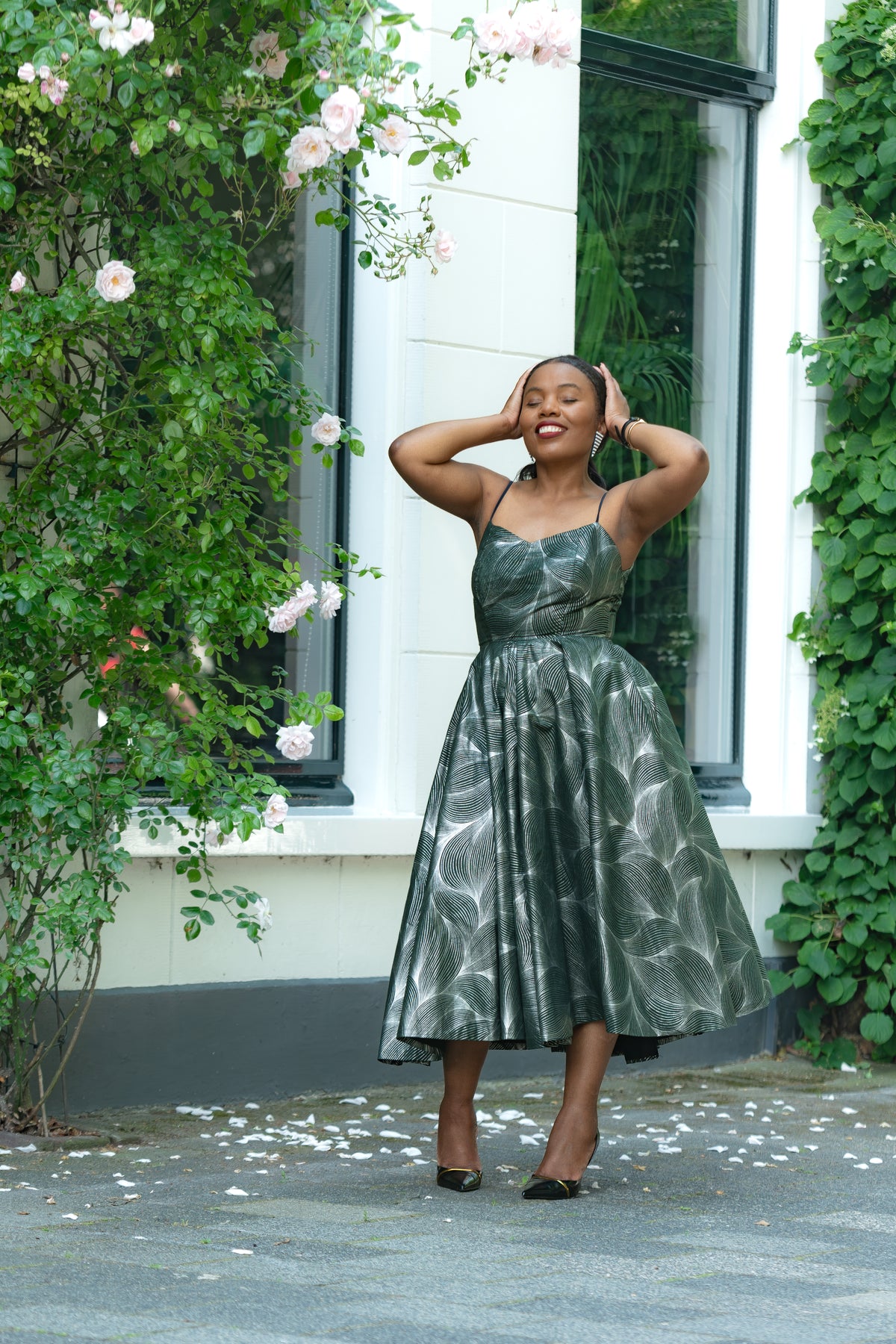 Lydia Green and Silver Strap Dress
