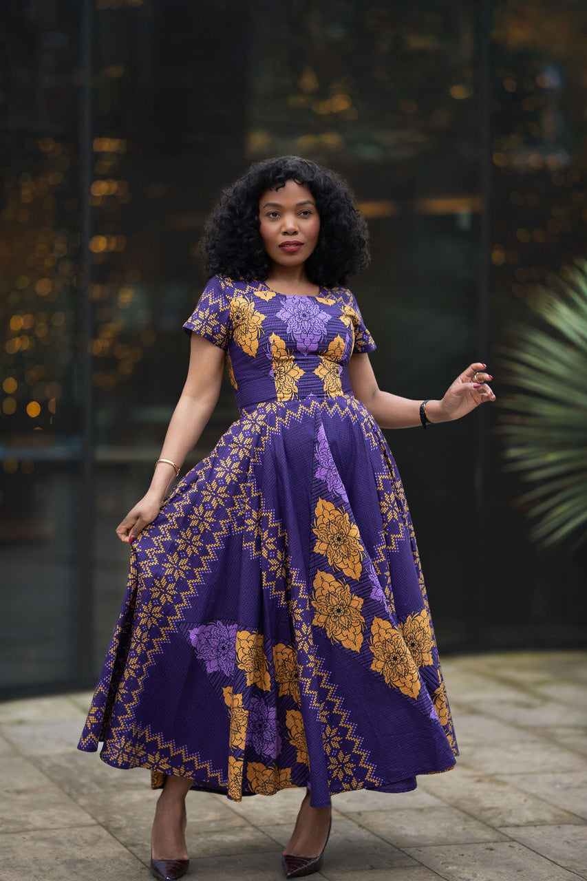 Majesty Purple Ankara Dress