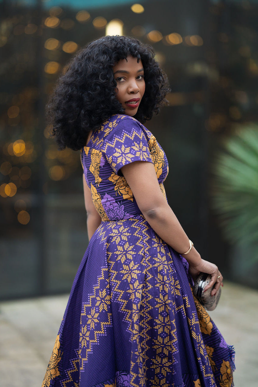 Majesty Purple Ankara Dress