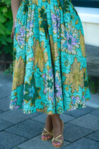 Marisol Mint Green and Gold Floral Dress