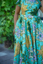 Marisol Mint Green and Gold Floral Dress