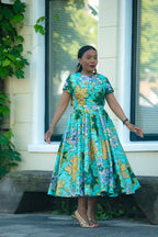 Marisol Mint Green and Gold Floral Dress