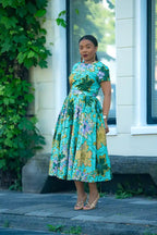 Marisol Mint Green and Gold Floral Dress