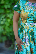 Marisol Mint Green and Gold Floral Dress
