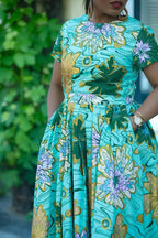Marisol Mint Green and Gold Floral Dress