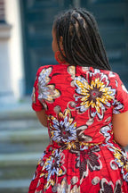 Back view of Ankara midi dress for women