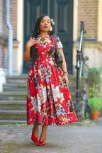 Marisol Red and Silver Floral Dress