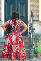 Back view of African print Midi dress for Women's Fashion