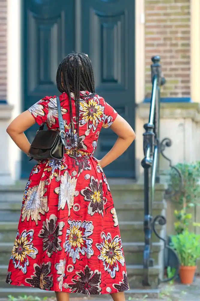 Back view of African print Midi dress for Women's Fashion