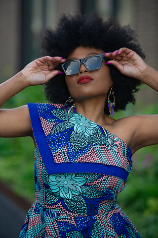 Dalia Blue Asymmetric Dress